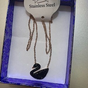 Black swan crystal necklace